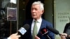 Bernard Collaery, lawyer for Alexander Csergo, speaks to media outside the Downing Centre Local Court in Sydney, Monday, April 17, 2023.