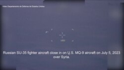 Departamento de Defensa de EEUU publica video de aviones de combate rusos hostigando drones estadounidenses sobre Siria