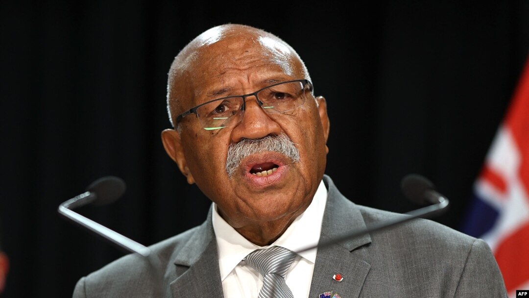Fiji's Prime Minister Sitiveni Rabuka speaks to reporters during a news conference at Parliament in Wellington, New Zealand, June 7, 2023. 