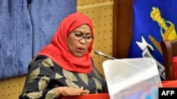 Rais Tanzania Samia Suluhu akiwa Dodoma tarehe 22 Aprili , 2021. Picha na AFP.