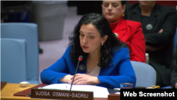 Predsednica Kosova tokom govora u Savetu bezbednosti Ujedinjenih nacija (Foto: Youtube/@Unitednations)