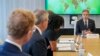 Secretary of State Antony Blinken, right, participates in a roundtable discussion on food security, Aug. 3, 2023, at the Rockefeller Foundation in New York. 