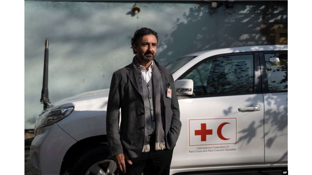 FILE - Alexander Matheou, regional director, Asia Pacific Region for the International Federation of the Red Cross, speaks to the Associated Press in Kabul, Afghanistan, Dec, 2, 2021.