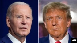 ARCHIVO - Composición con el presidente de Estados Unidos, Joe Biden, a la izquierda, y el expresidente Donald Trump.