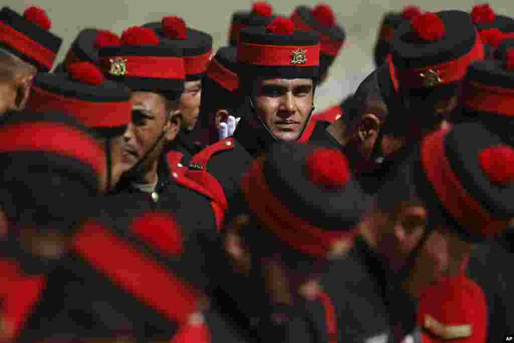APTOPIX Nepal ArmyNepalese army soldiers participate in Army Day rehearsals in Kathmandu, Nepal.
