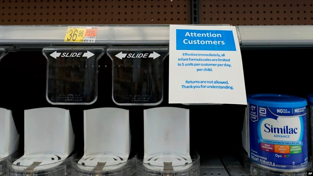 Shelves typically stocked with baby formula sit mostly empty at a store in San Antonio, May 10, 2022. 
