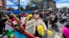 Thai tradition drummers perform during the Little Thailand Way street co-naming ceremony in the Queens borough of New York.(Sept 24, 2022)