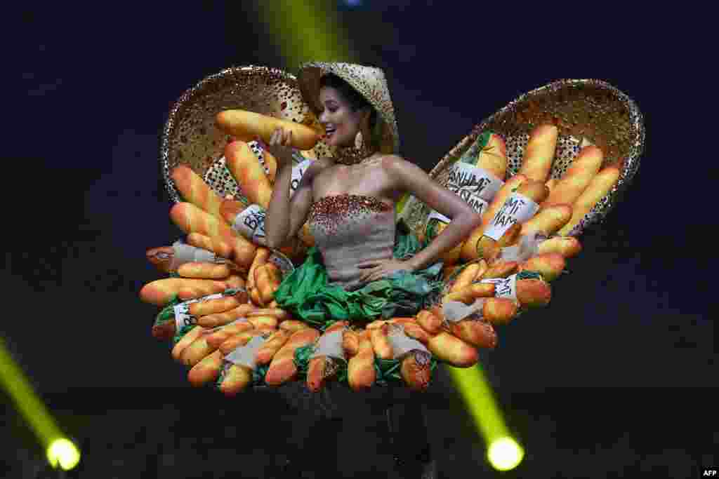 H'Hen Nie of Vietnam is seen on stage during the 2018 Miss Universe national costume presentation in Chonburi province, Thailand, Dec. 10, 2018.