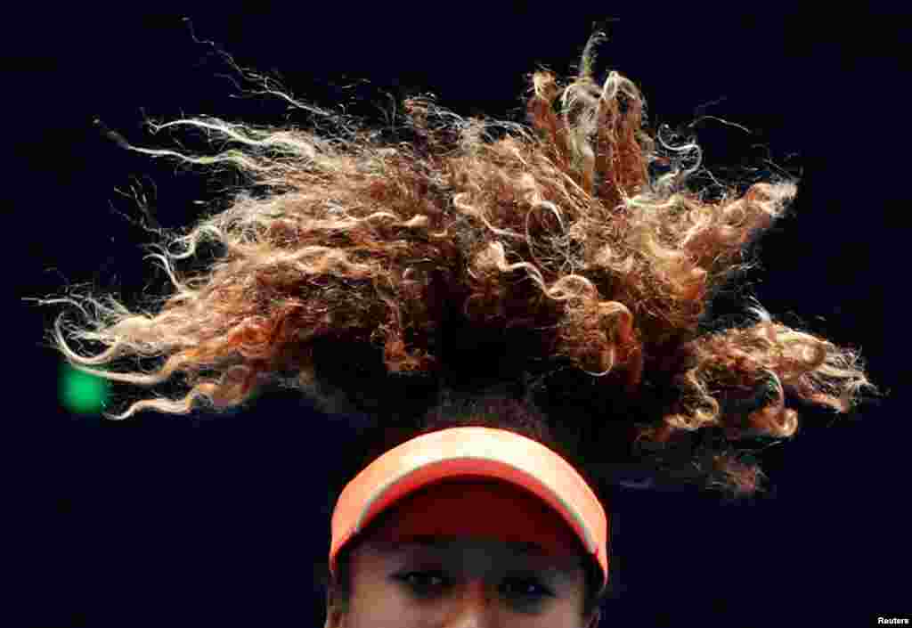 Japan's Naomi Osaka trains during a practice session ahead of the Australian Open tennis championships in Melbourne.