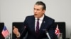 Bộ trưởng Quốc phòng Hoa Kỳ Pete Hegseth phát biểu trong cuộc họp của nhóm Liên lạc Quốc phòng Ukraine tại trụ sở NATO ở Brussels, ngày 12 tháng 2 năm 2025.