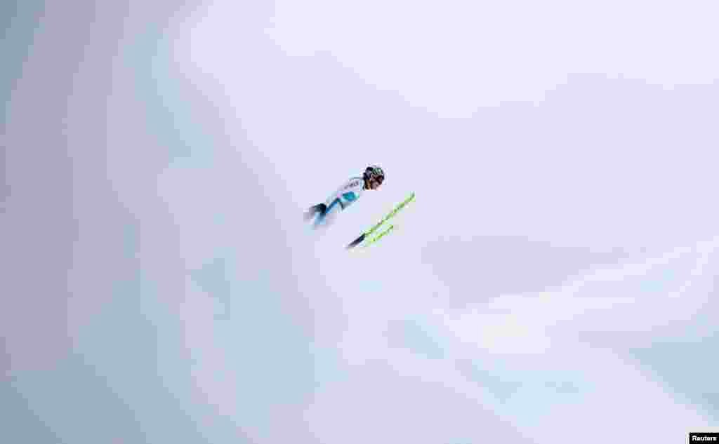 Norway's Robert Johansson practices ski jumping in the 4 Hills Tournament, in Oberstdorf, Germany.