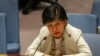 FILE - Izumi Nakamitsu, U.N. representative for disarmament affairs, addresses the U.N. Security Council on Feb. 26, 2020, at U.N. headquarters. 
