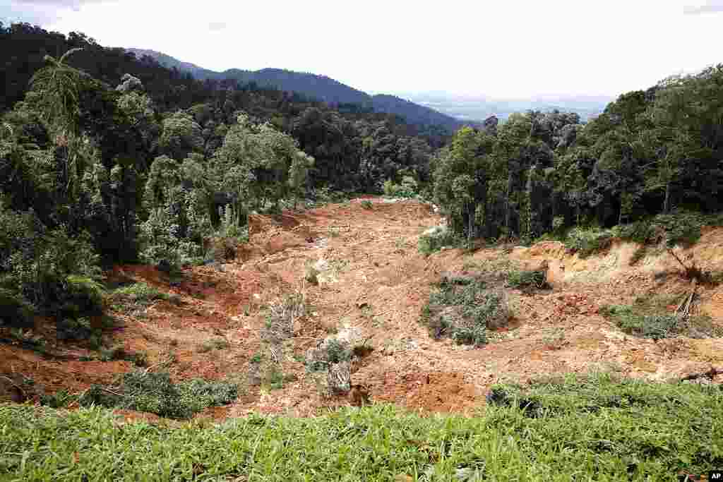 A landslide is seen at an organic farm in Batang Kali, Malaysia.