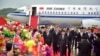 北韓官媒公佈全國人大常委會副委員長李鴻忠2023年7月27日抵達平壤訪問的照片。