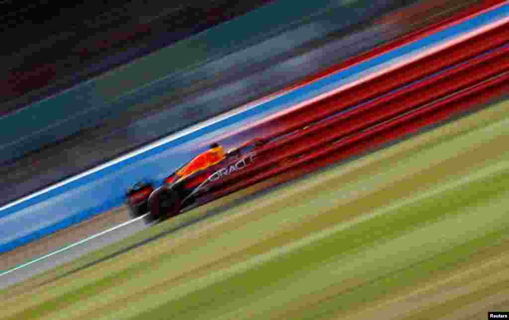 Red Bull's Max Verstappen practices ahead of the British Grand Prix in Silverstone, Britain.