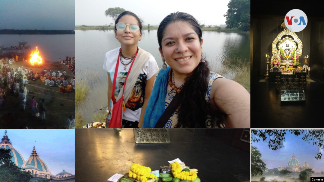 Ana Velia Cruz Guzmán, de origen mexicano y que vive hace más de dos años en Mayápur, en el estado de Bengala Occidental, junto a su hija. [Fotos cortesía Ana Velia Cruz Guzmán].