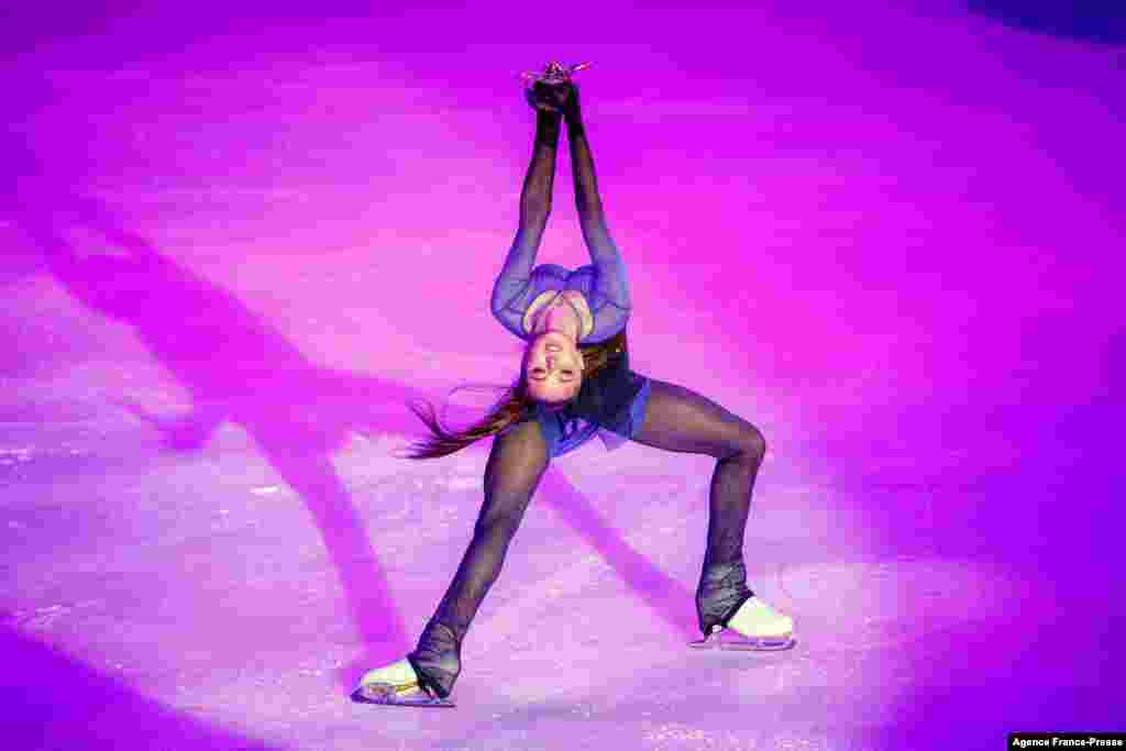 Russia's Kamila Valieva performs during the Exhibition Gala at the Rostelecom Cup 2021 ISU Grand Prix of Figure Skating in Sochi, Russia, Nov. 28, 2021.