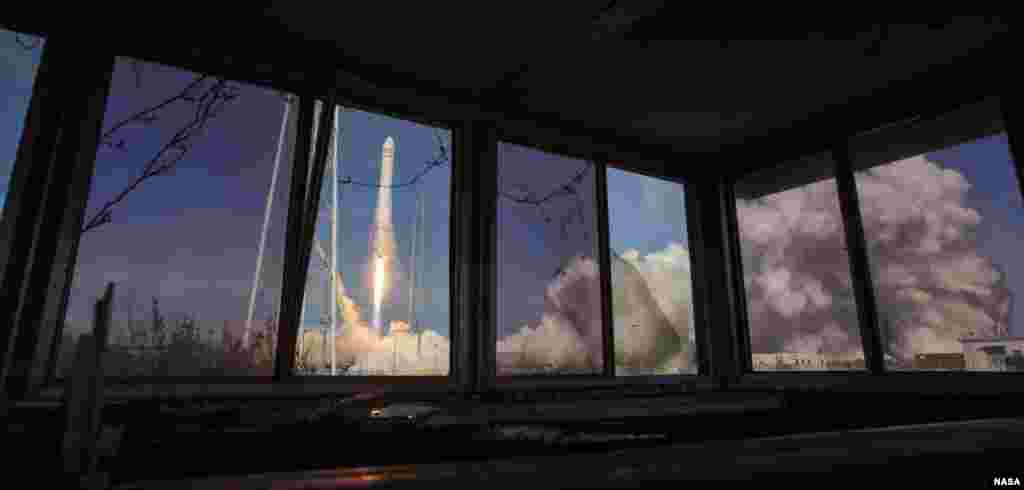 The Northrop Grumman Antares rocket, with Cygnus resupply spacecraft onboard, launches from Pad-0A at NASA's Wallops Flight Facility in Virginia, April 17, 2019. Northrop Grumman's 11th contracted cargo resupply mission for NASA to the International Space Station will deliver about 7,600 pounds of science and research, crew supplies and vehicle hardware to the orbital laboratory and its crew.