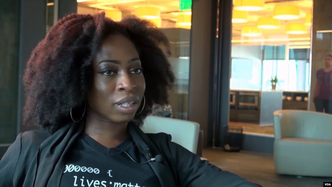 Bukola Akinfaderin argues for diversity in the tech world: 'When you're building a product – especially if it's a consumer-facing product, one that's international – you are going to need perspective from everyone.' (VOA) 