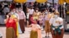 A group of Thai in Los Angeles performs a traditional dance during the Songkran Festival, Thai New Year Ceremony at Wat Thai Los Angeles Temple, Los Angeles, CA, April 11, 2021.