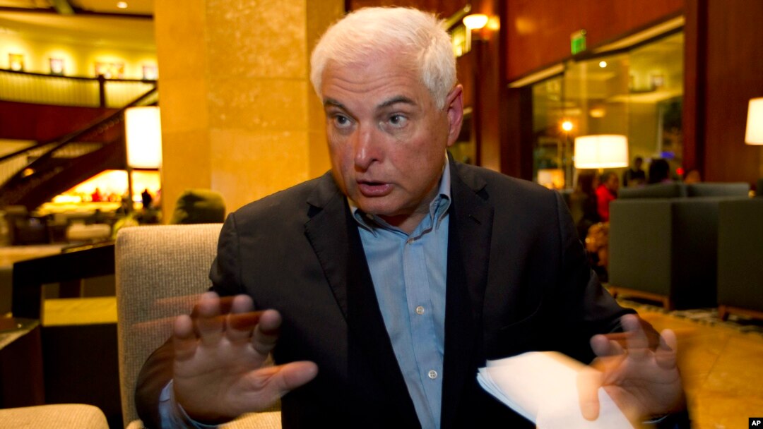 FILE - Panama's former President Ricardo Martinelli answers questions during an interview at a hotel in Guatemala City, Jan. 28, 2015. 