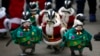 South Korea Santa Penguins Bring Christmas Cheer