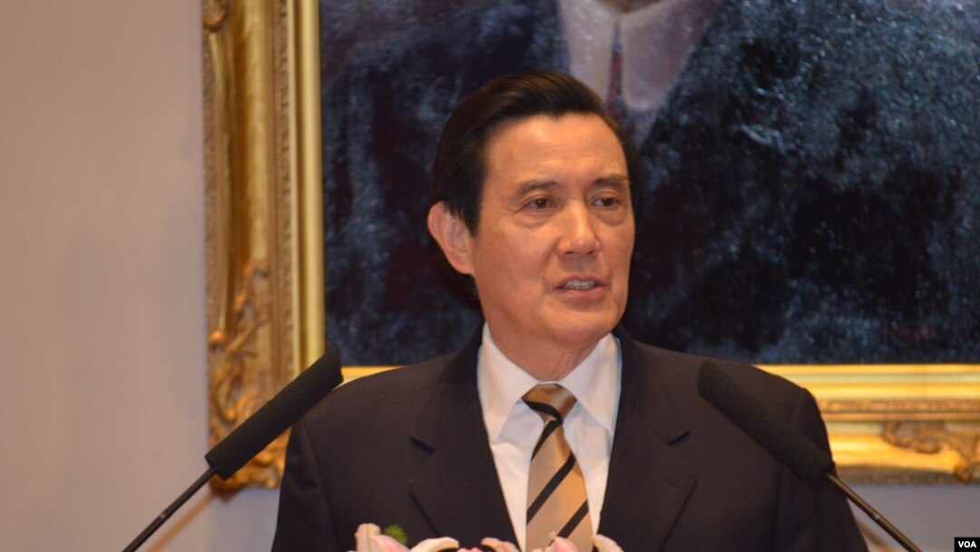 台灣總統馬英九談學生佔領立法院危機（美國之音申華拍攝）