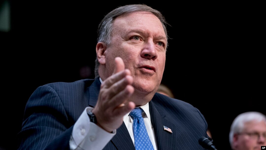 El saliente director de la CIA, Mike Pompeo, compareció ante la Comisión de Relaciones Exteriores del Senado de EE.UU. en su audiencia de confirmación para Secretario de Estado el jueves, 12 de abril, de 2018.
