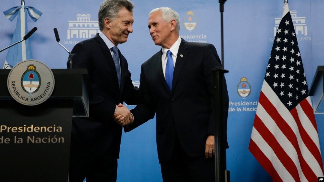 En su visita a Argentina, el vicepresidente de Estados Unidos, Mike Pence, explicó la importancia del crecimiento económico de América Latina.
