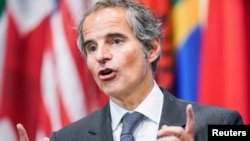 FILE - International Atomic Energy Agency Director General Rafael Mariano Grossi speaks to reporters at U.N. headquarters in New York, October 27, 2022.