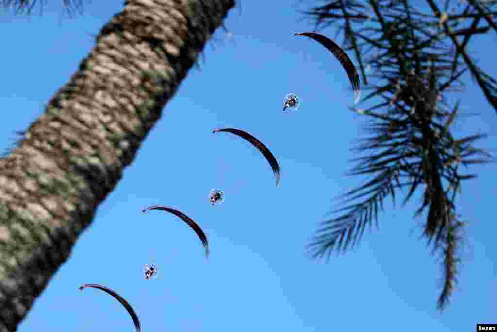 Paratroopers from the Qatari armed forces take part in Qatar's National Day celebrations in Doha.