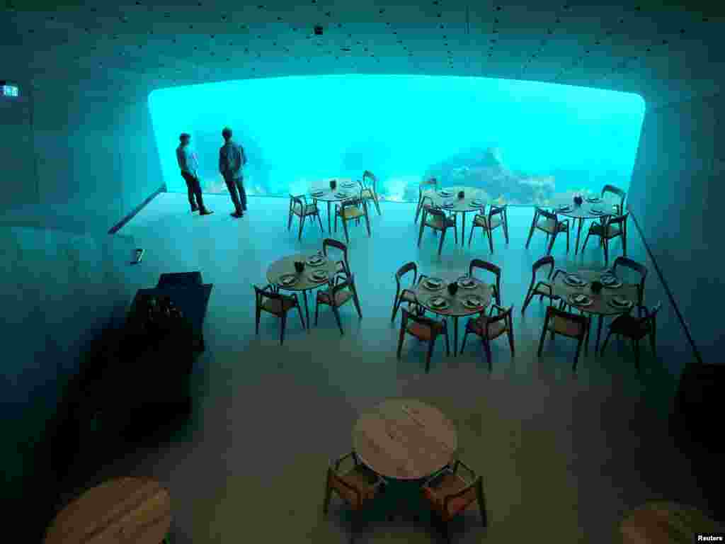 An inside view of the underwater restaurant Under in Baaly, Norway, March 19, 2019.