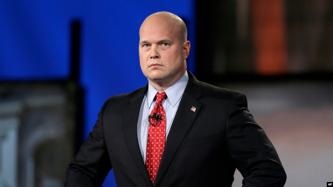 FILE - Then-Iowa Republican senatorial candidate and former U.S. Attorney Matt Whitaker is pictured before a televised debate in Johnston, Iowa, April 24, 2014. 