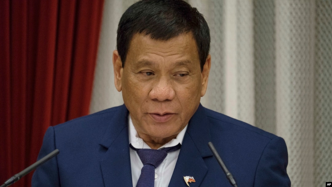 FILE - Philippine President Rodrigo Duterte in Tokyo, Oct. 30, 2017.