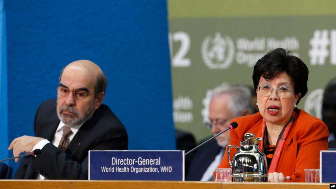 Margaret Chan, WHO director general, is flanked by FAO director general Jose Graziano da Silva as she speaks during the opening session of FAO's second International Conference on Nutrition, in Rome, Nov. 19, 2014.