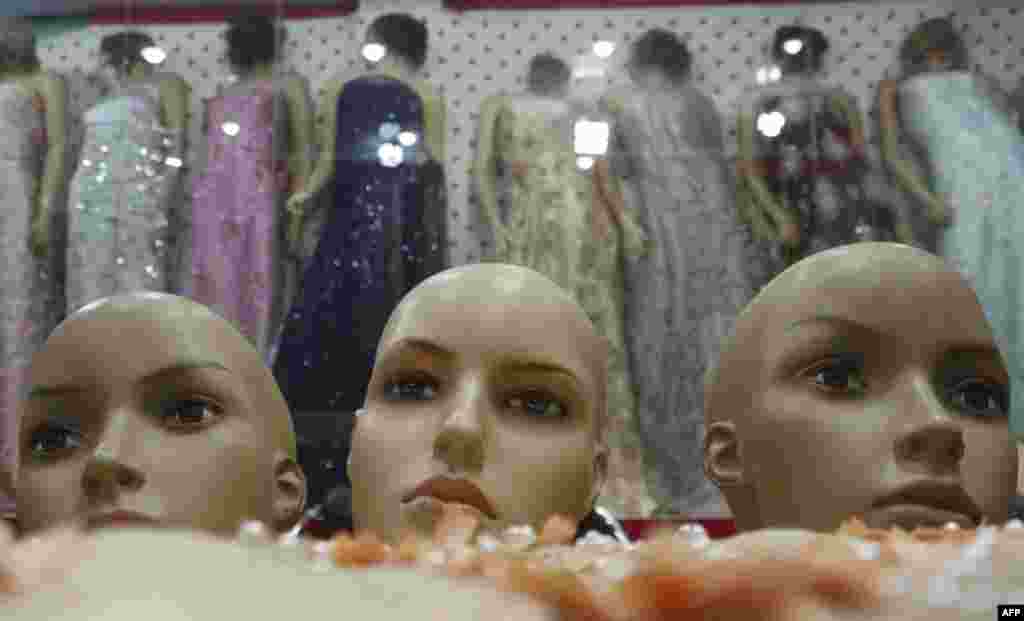 The heads of mannequins are seen at a at a women's clothing store in Herat. The Taliban have ordered shop owners in western Afghanistan to cut off the heads of mannequins, insisting figures representing the human form violate Islamic law.