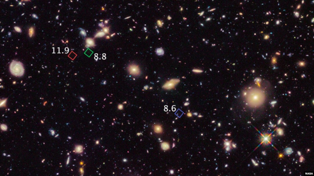 Hubble Space Telescope picture of primitive galaxies