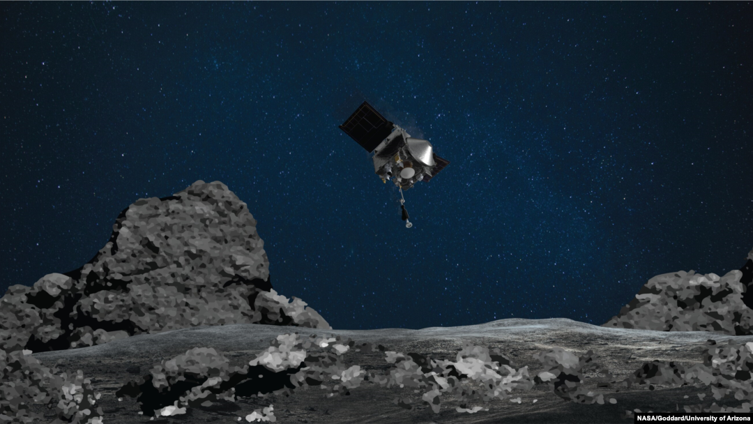 The OSIRIS-REx spacecraft touched asteroid Bennu, about 321 million kilometers from Earth, and collected dust and pebbles, Oct. 20, 2020. If the amount is not enough, it will carry out a second attempt at another location on Bennu in January.