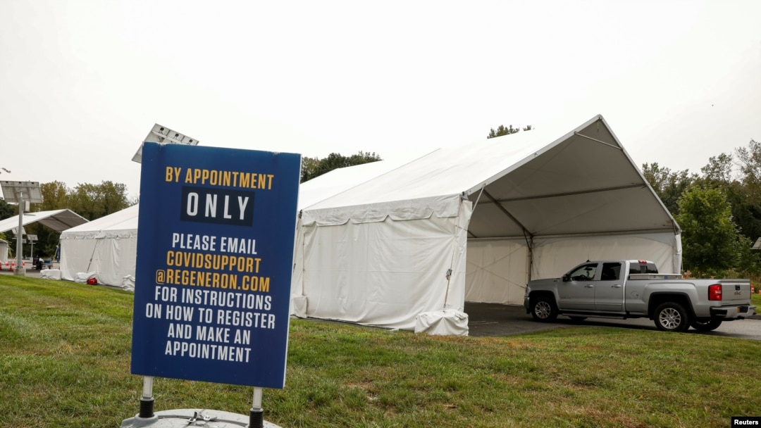 FILE - A drive-thru coronavirus disease (COVID-19) testing facility is seen at the Regeneron Pharmaceuticals company's Westchester campus in Tarrytown, New York, Sept. 17, 2020. 