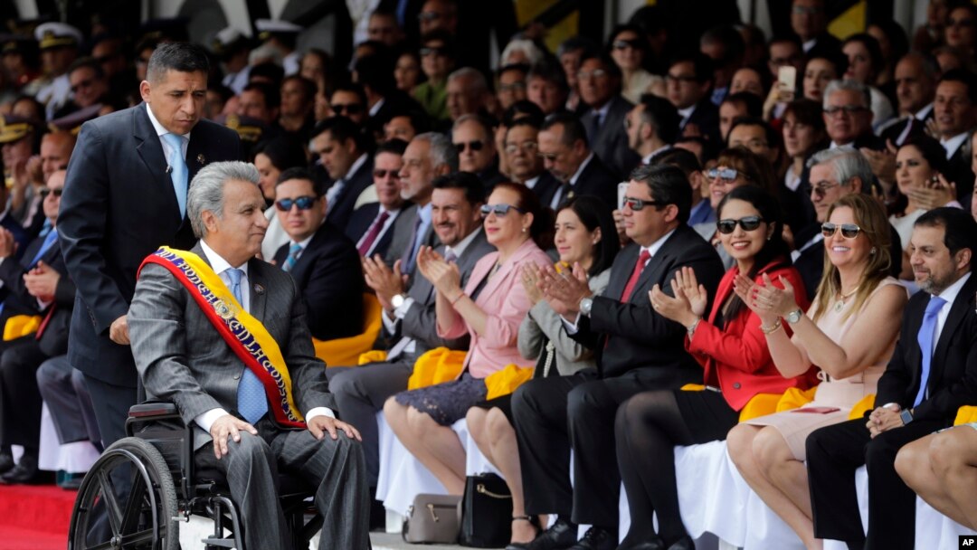 El presidente de Ecuador Lenin Moreno asiste a una ceremonia militar por el Día de la Independencia. Quito, Ecuador. Agosto 10, 2017.