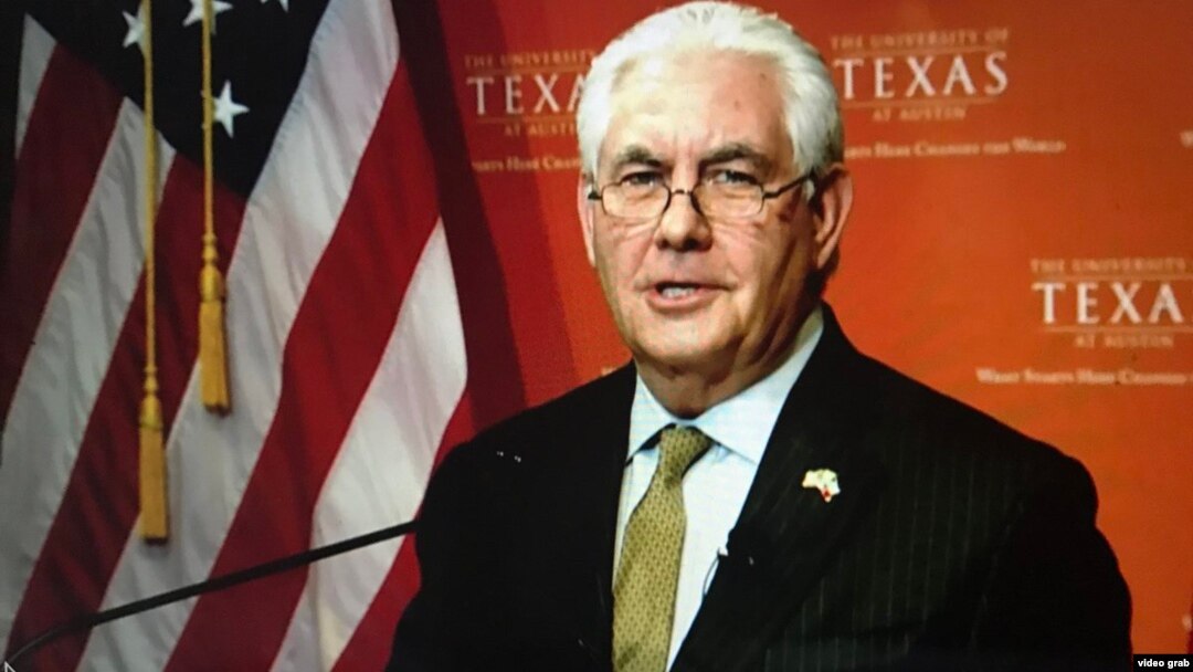 El secretario de Estado, Rex Tillerson, pronuncia un discurso en la Universidad de Texas en Austin.