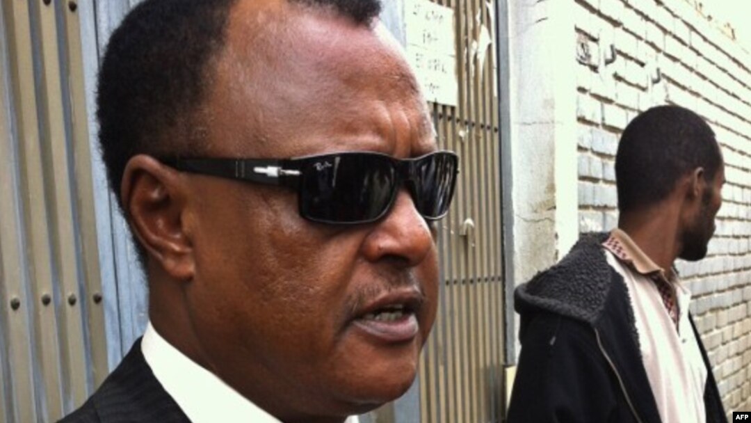 The defense lawyer for 24 people found guilty of terrorism in Ethiopia, Abebe Guta, talks to reporters on June 27, 2012 after a court in Addis Ababa found his clients guilty on charges of terrorism. 