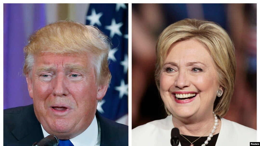 'Yan takaran dake kan gaba, Trump na Republican da Clinton ta Democrats