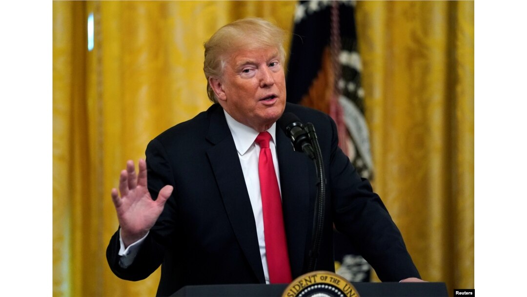 El presidente de EE.UU. Donald Trump, durante un evento en homenaje a los funcionarios de la Oficina de Inmigración y Control de Aduanas y Aduanas en la Casa Blanca en Washington, el 20 de agosto de 2018.