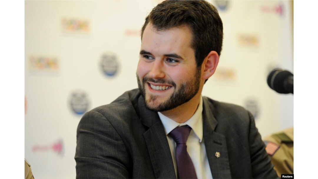 FILE - Zach Wahls, executive director of Scouts for Equality, a pro-gay organization, fields questions at a news conference in Grapevine, Texas, May 23, 2013.