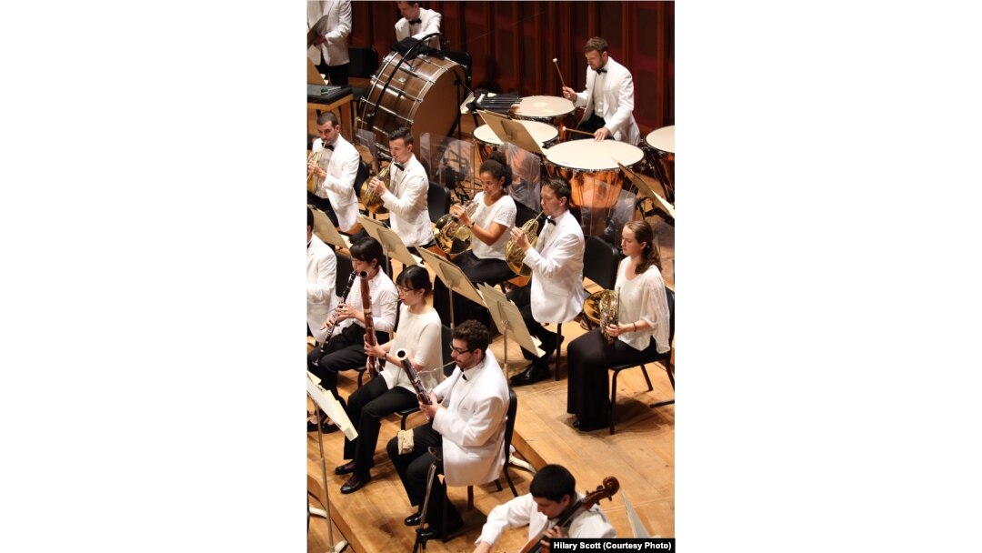 Miles Salerni on the timpani, with the Tanglewood Music Center Orchestra.