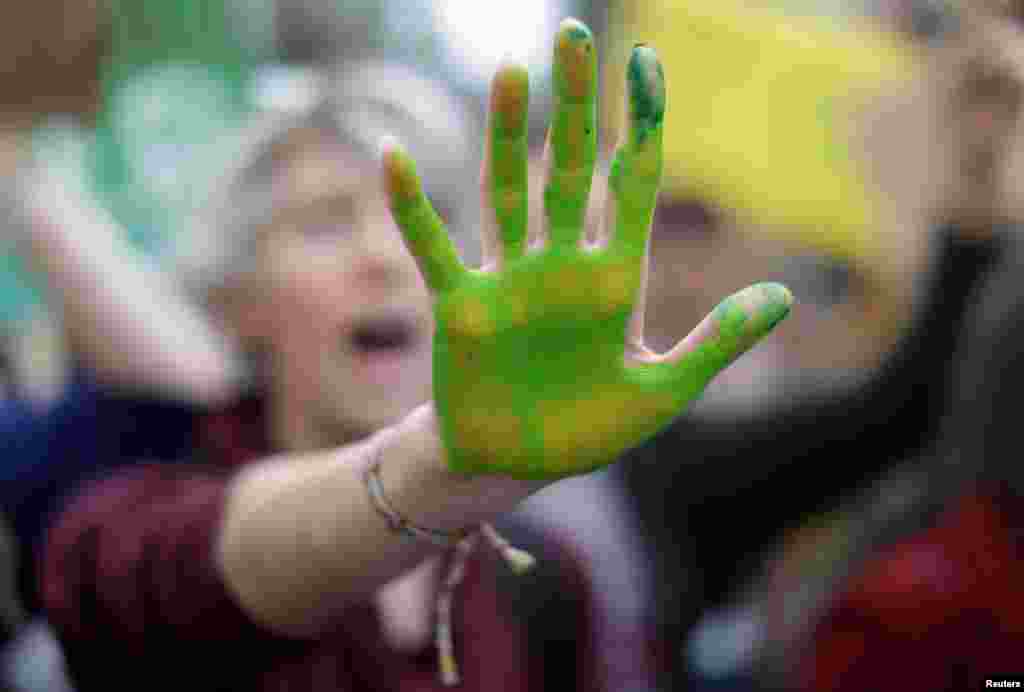 Students take part in a 'youth strike to act on climate change' demonstration in Nice, France. Similar protests by young people took place across the world.