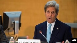FILE - Secretary of State John Kerry speaks during an event in Washington. 