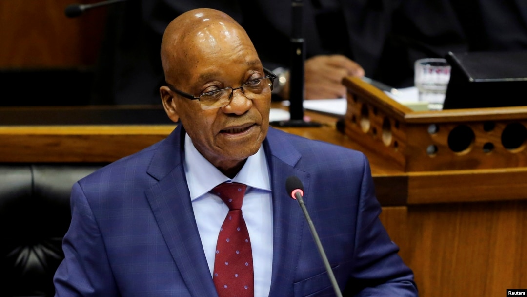 FILE - South African President Jacob Zuma delivers his State of the Nation address at Parliament in Cape Town, South Africa, June 17, 2014. 
