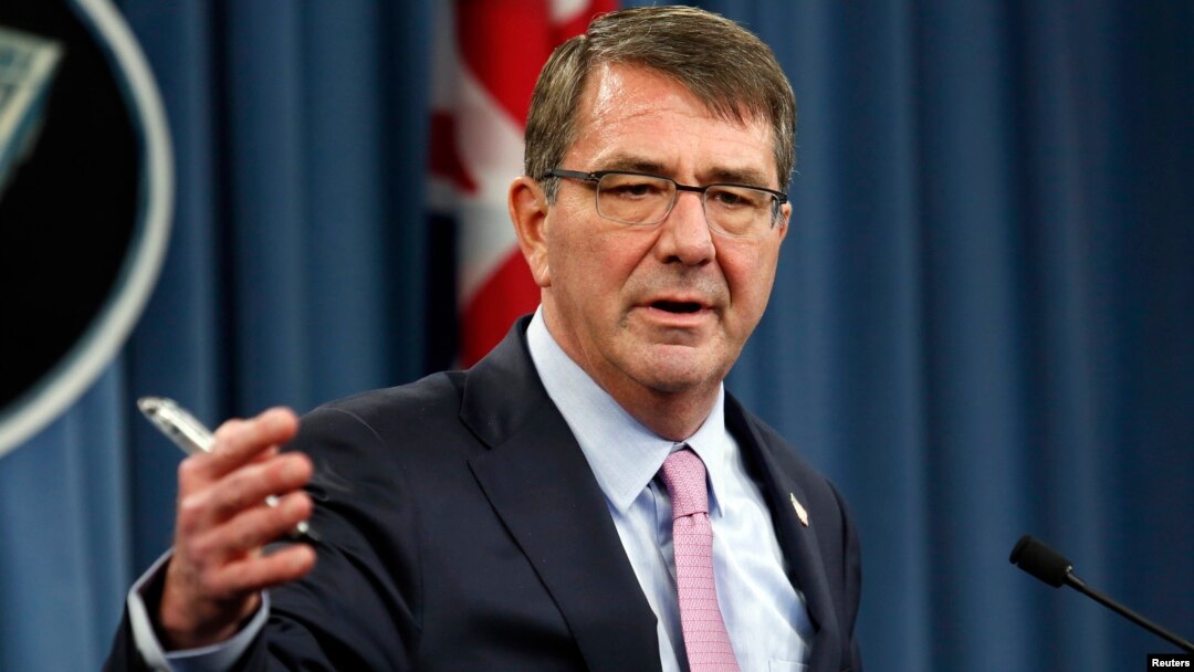 FILE - U.S. Defense Secretary Ash Carter speaks at a news conference at the Pentagon in Washington, March 11, 2015. 